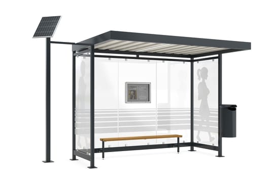 Visualisierung einer Wartehalle mit Photovoltaikpanel